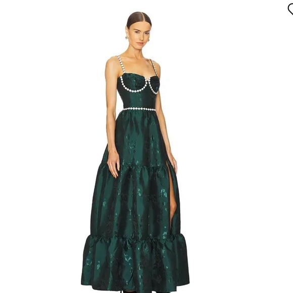 New V. Chapman Lucetta Dress in Emerald Baroque Floral - Picture 3 of 10